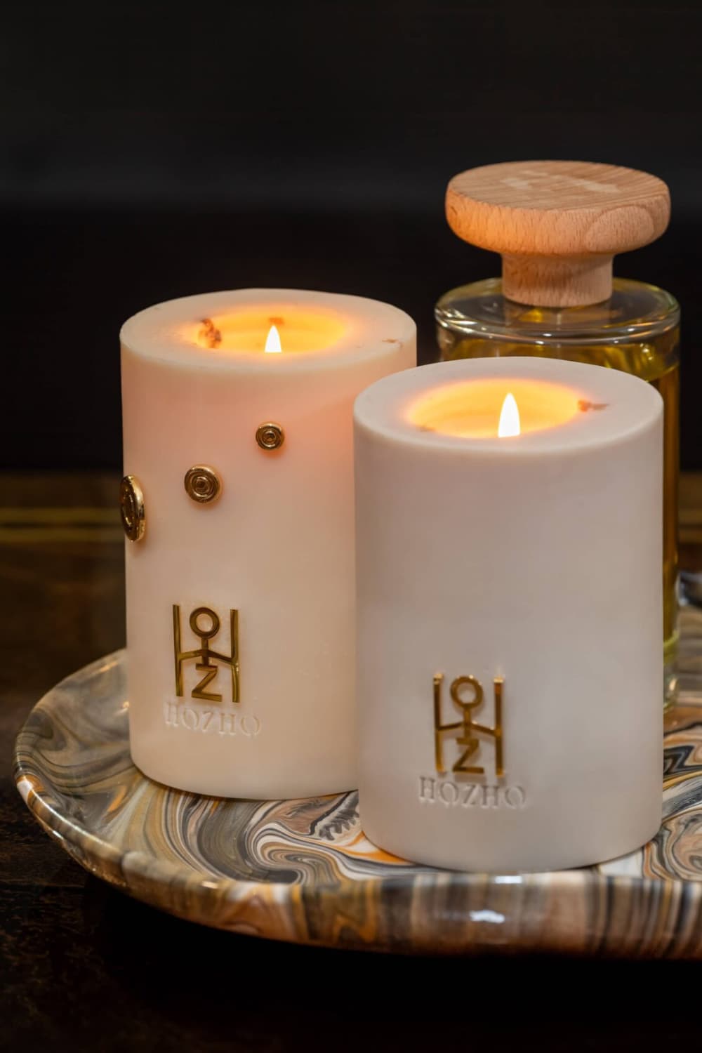 Socle Bougie G 1 - Soin parfumé HOZHO aux énergies actives pour la maison et le corps