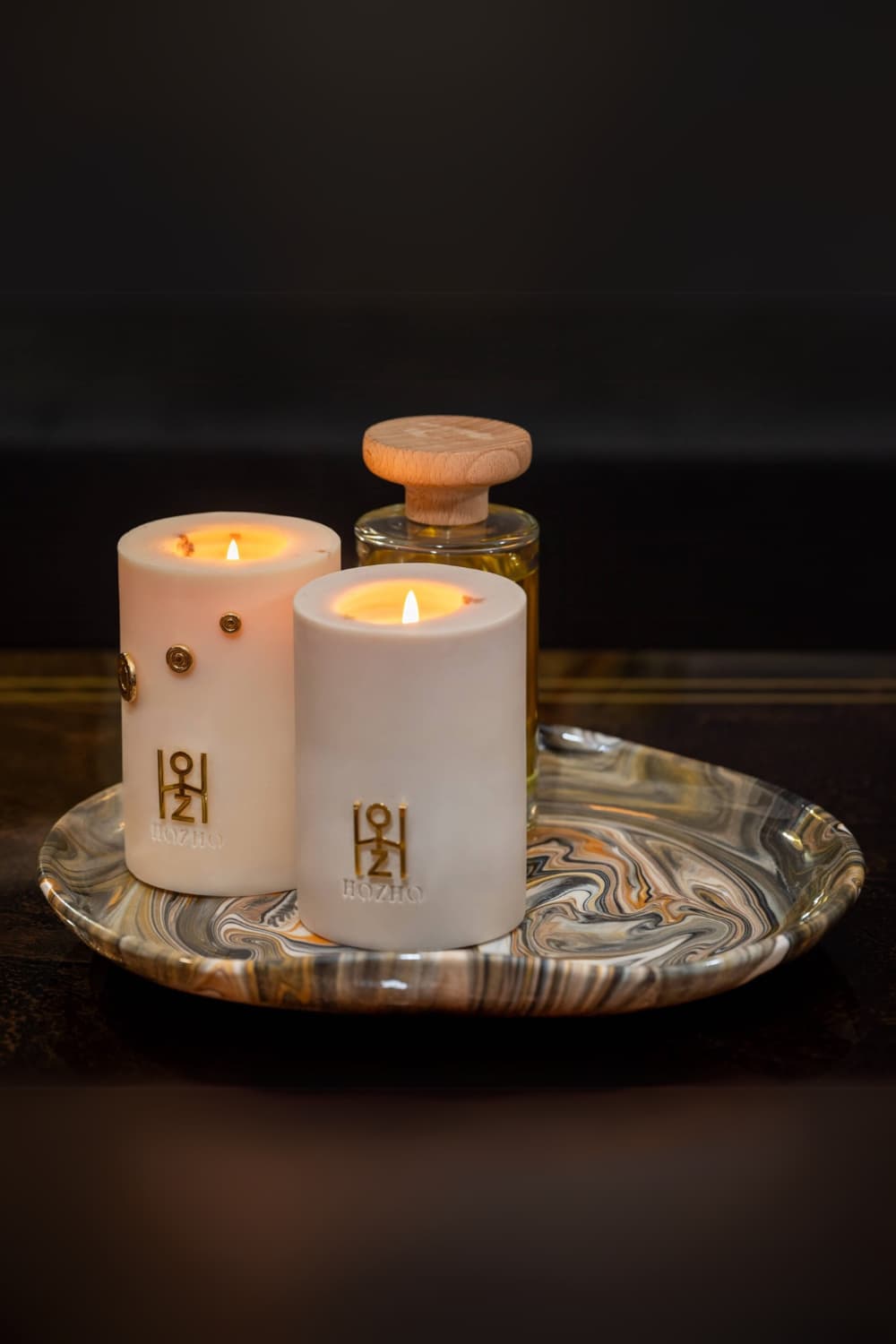 Socle Bougie G 2 - Soin parfumé HOZHO aux énergies actives pour la maison et le corps