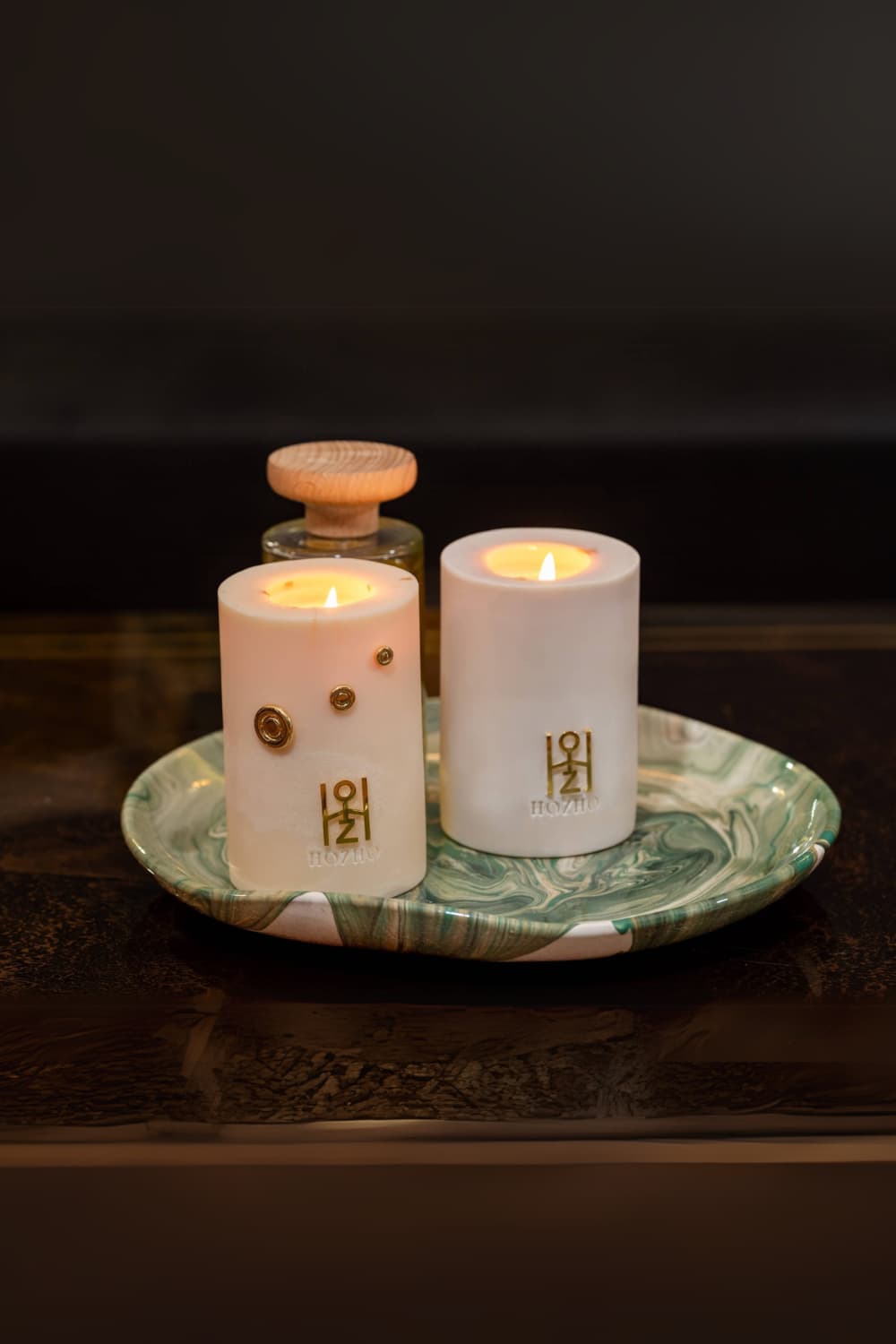 Socle Bougie G 3 - Soin parfumé HOZHO aux énergies actives pour la maison et le corps