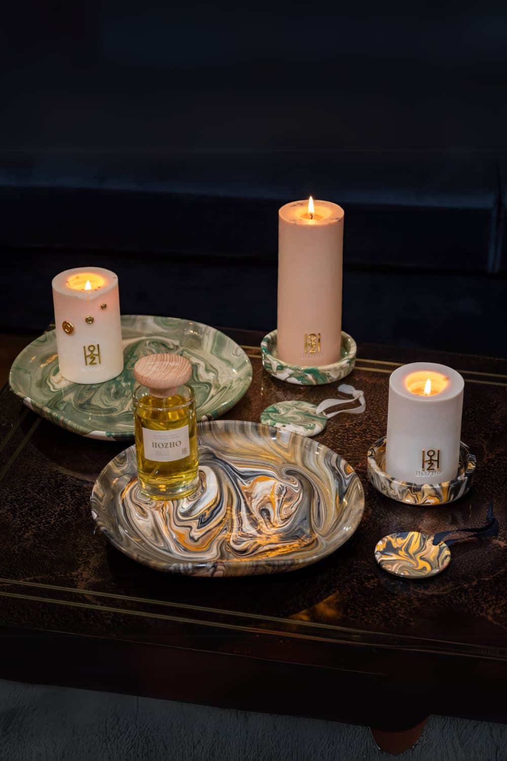 Socle Bougie G 5 - Soin parfumé HOZHO aux énergies actives pour la maison et le corps