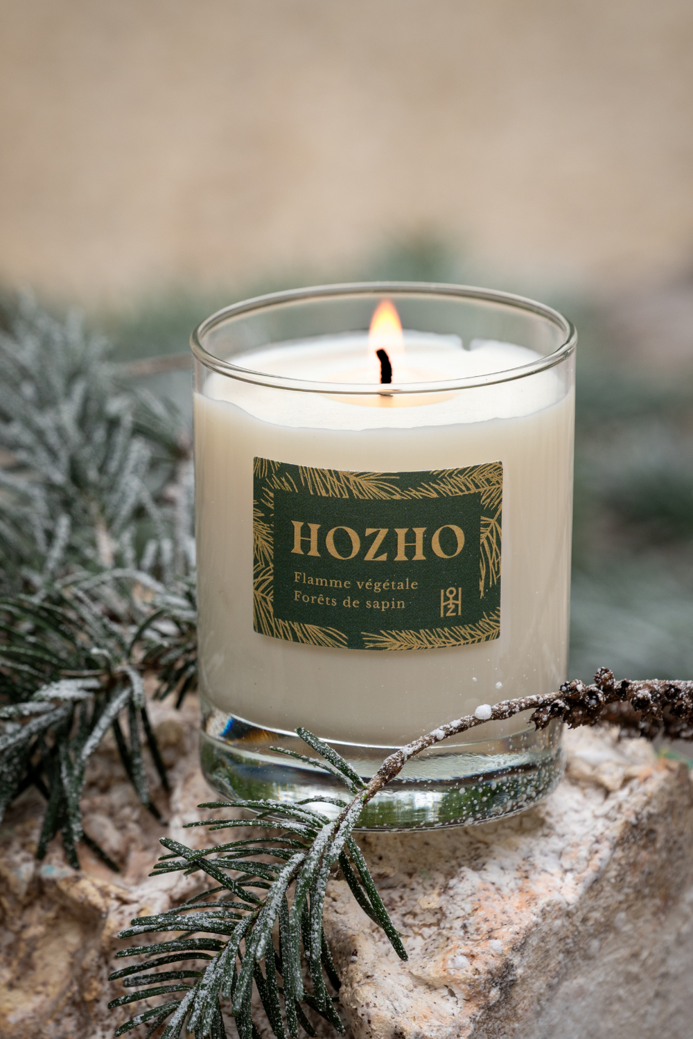 Bougie Forêt de sapin et branche de sapin